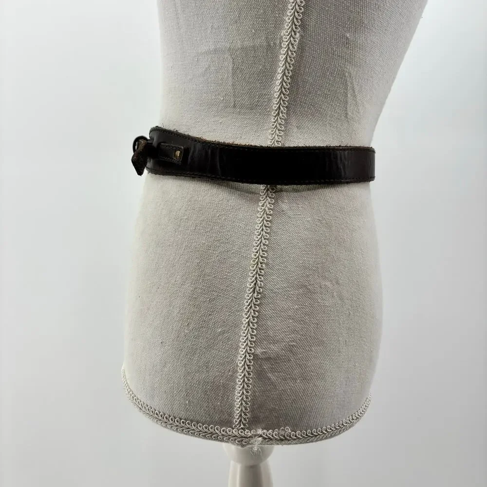 AEO Womens XS Small Belt Brown Leather 90s Fashion Glam Belt